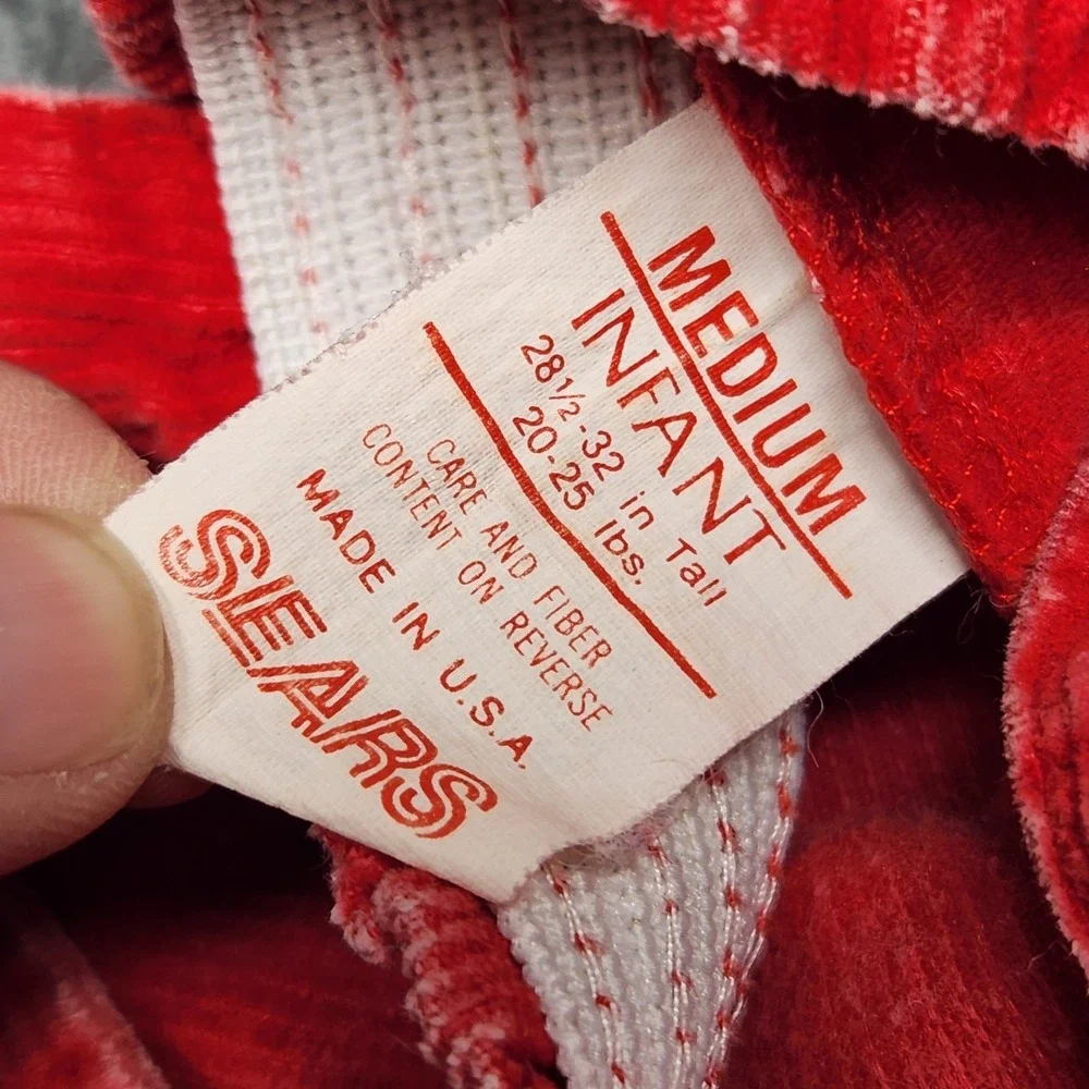 Sears Vintage Infant Red Corduroy Bib Overalls My Buddy Doll Style
